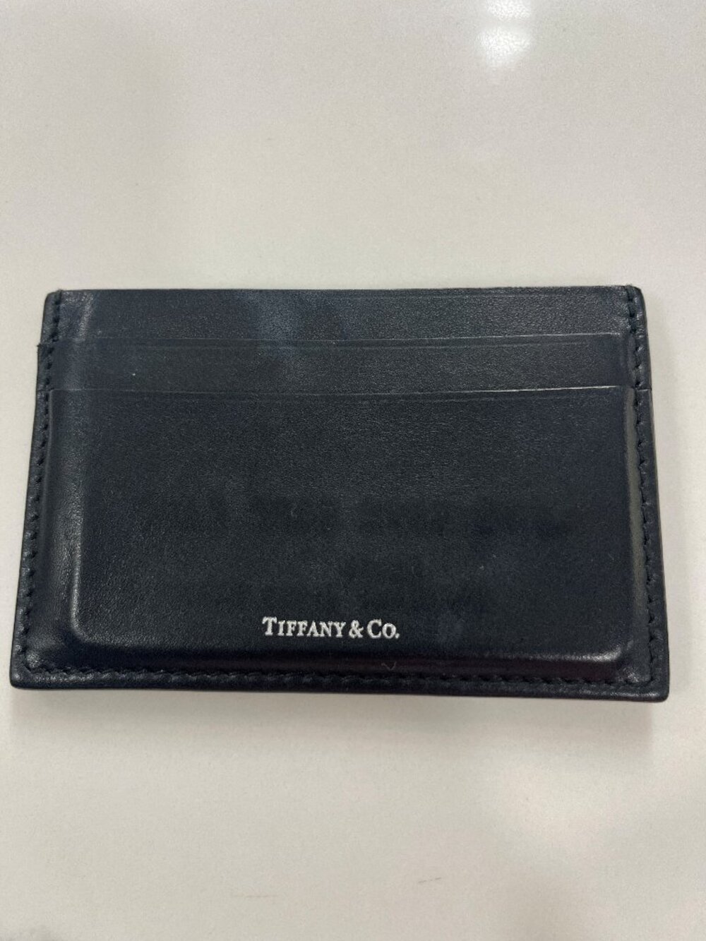 Tiffany & Co. Card Holder Black with Silver Lettering